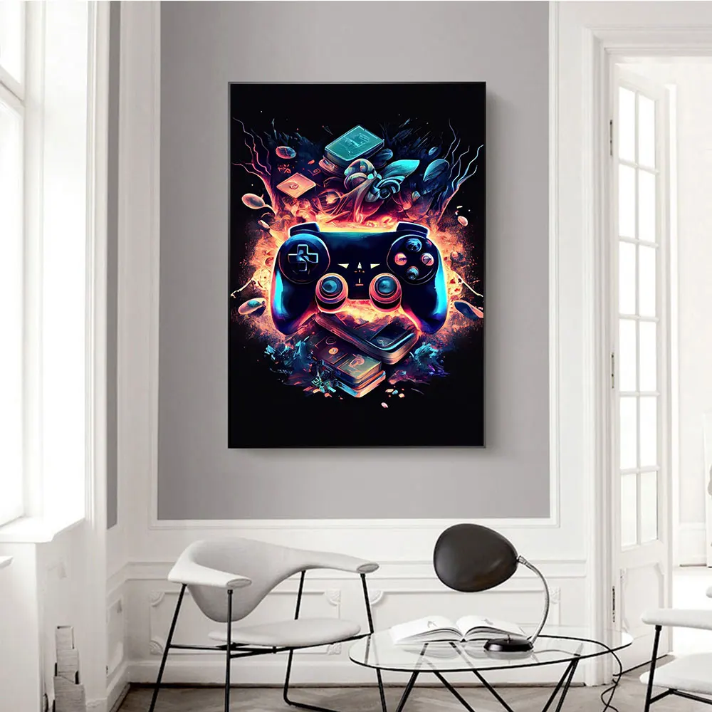 

Video Game Controller Canvas Painting Wall Art Abstract Posters and Prints Picture For Gamer Playroom Room Home Decoration Gift