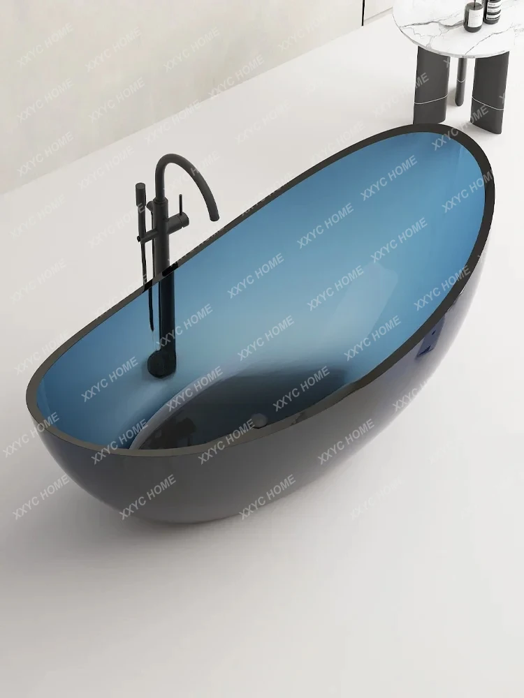 Moon-shaped transparent resin art bathtub Hotel B & B Color crystal freestanding integrated bathtub French