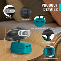 Souffleur d'air chaud portable, chauffage de voiture sans fil, dégivreur de pare-brise, ventilateur de chauffage et de refroidissement rapide pour batterie Makita 18V 2
