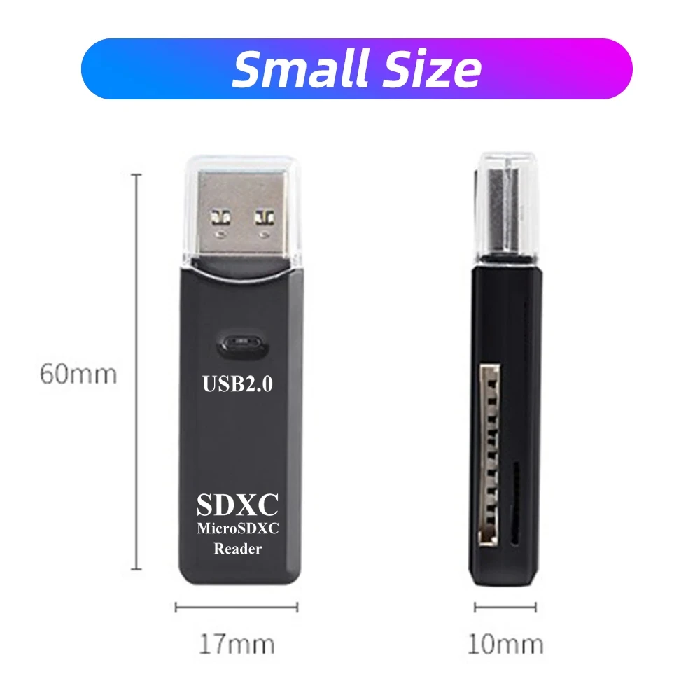 NNBILI USB 2.0 카드 리더, 마이크로 SD TF 메모리 카드, 고속 멀티 카드 라이터 어댑터, 플래시 드라이브 노트북 액세서리, 2 인 1