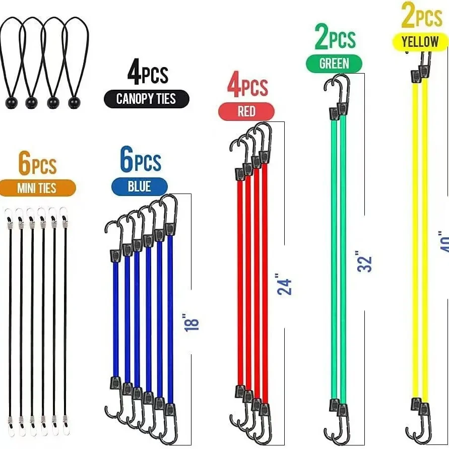 Cross-Border 24-Piece Set Elastic Belt Electric Car Baggage Strapping Rope Ball Rope Cargo Strapping Jump