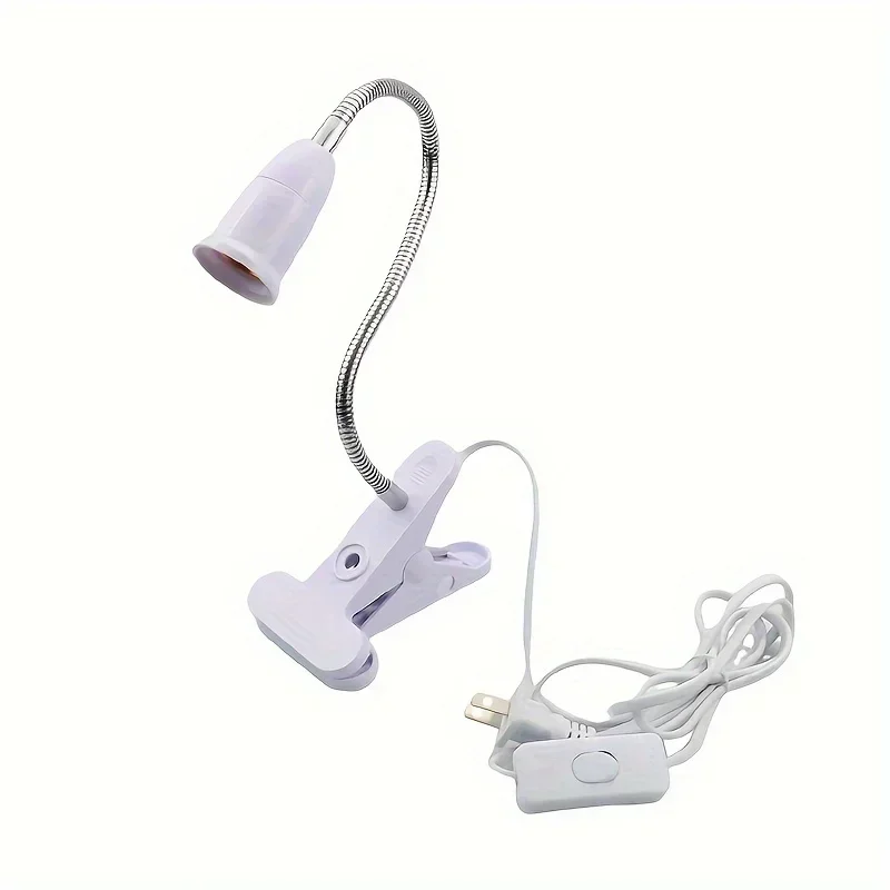 Flexible Gooseneck Desk Lamp Holder with On/Off Switch E27 Base Us Plug - 360° Adjustable Clip-On Light Socket Hanging Lamp Joy