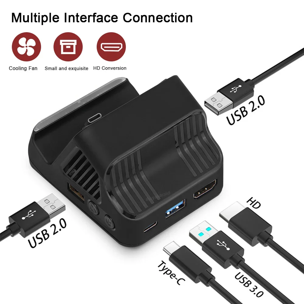 2026 NEW NS 스위치용 휴대용 다기능 TV 프로젝터 충전 도크(냉각 팬 포함) 스위치 OLED 콘솔용 USB 3.0 포트