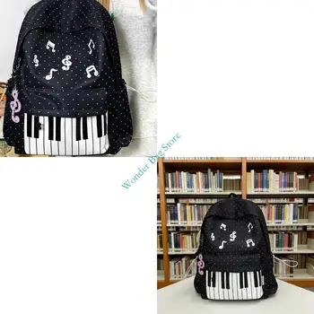 Simple Lovely Piano Pattern Backpack Large Capacity Daypack College Middle School Bookbags Fashion Preppy Bag for Women Girls 1