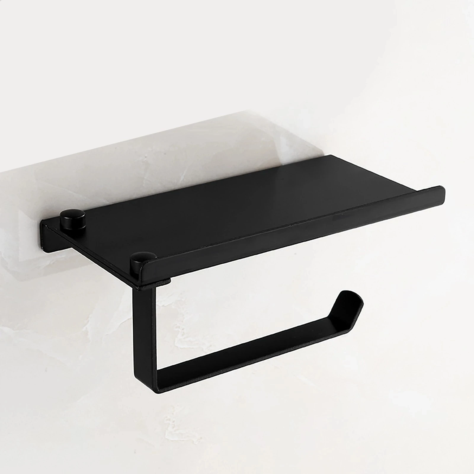 Black Toilet Paper Holder Wall-Mounted Paper Roll Holder Storage Tray Toilet Organizer Phone Stand Bathroom Accessories for paper towel holder toilet paper holder toilet paper rack toilet roll holder