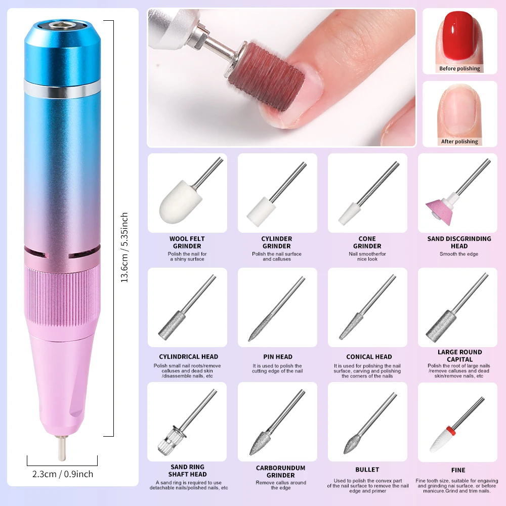 40000 RPM Electric Nail Drill Machine for Nails Electric File HD Display Metal Manicure Pen Professional nail lathe Sander 2