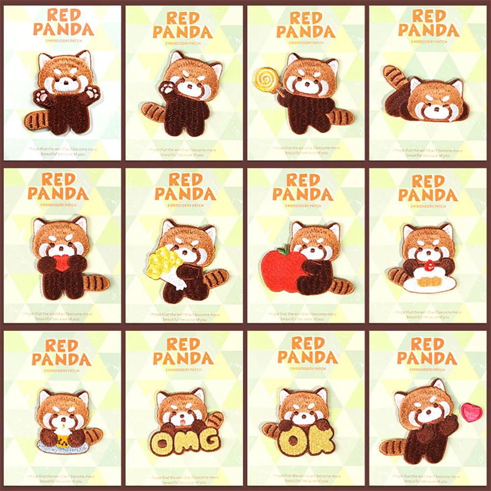 Cute Red Panda Embroideried Patches for Girls Bag Iron On Patches Small  Glue Sticker for Kids Clothes Hairclip Designer - AliExpress