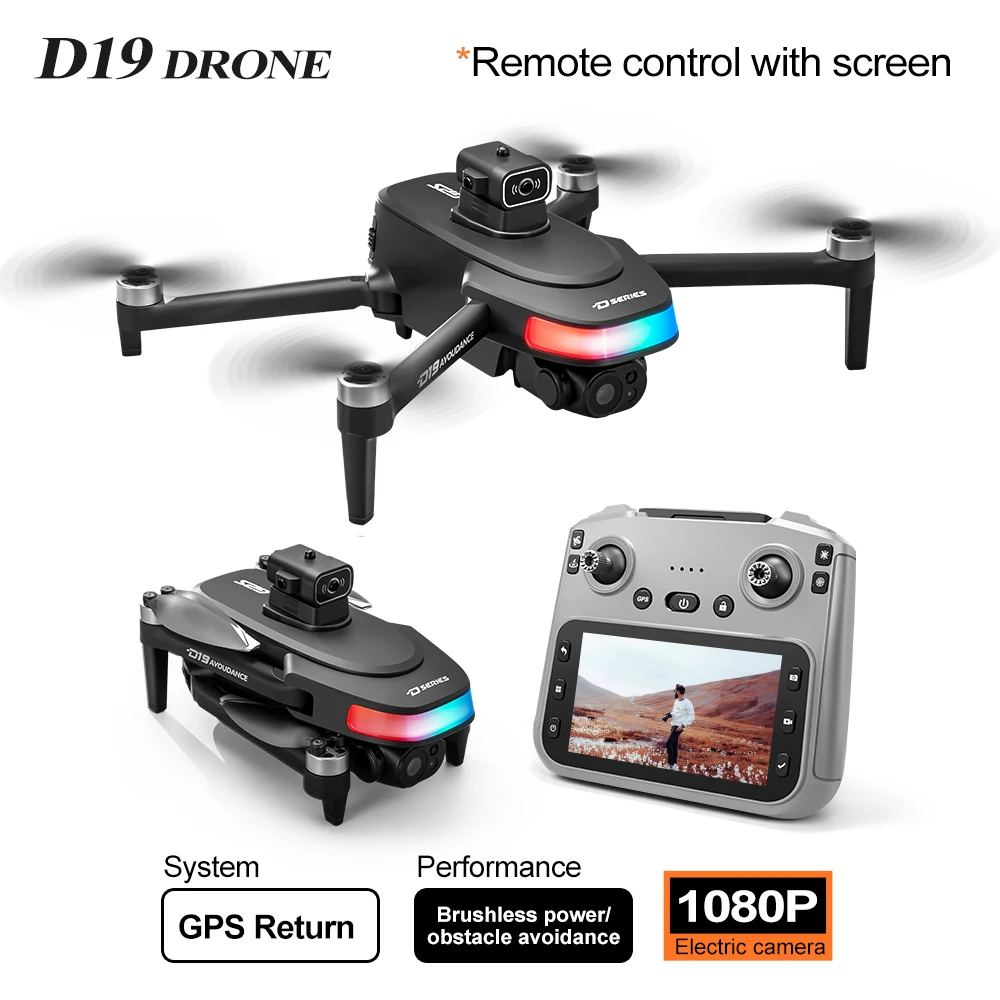 Drone GPS D19 8K Double Caméra Moteur Sans Balais Écran 4.5"