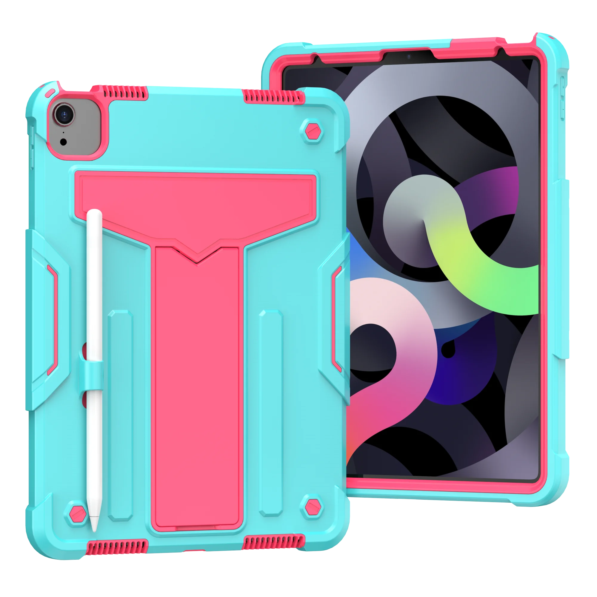 Durable Tablet Case with Built-In T-Shaped Stand and Shock Resistance