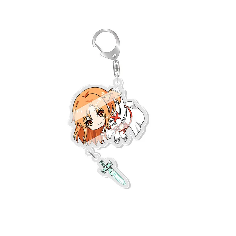 21Pcs Anime Sword Art Online Keychain Kirigaya Kazuto Yuuki Asuna Asada Shino Double Sided acrylic Pendant Backpack Bag Keychain