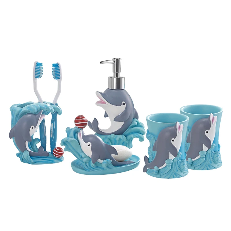 

Креативный комплект из пяти предметов для ванной комнаты, милый стеклянный костюм с зубцами, набор для мытья туалета пары, Товары для ванной комнаты