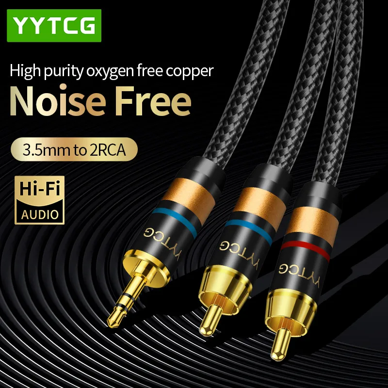 Premium HiFi Stereo Audio Cable - 3.5mm to Dual RCA for Amplifiers and Devices