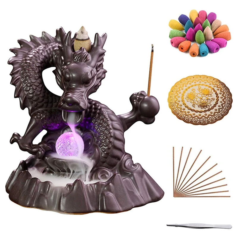 

Quality Handmade Dragon Backflow Waterfall Incense Burner Ceramic Incense Holder For Sticks Aromatherapy Ornament Home Decor