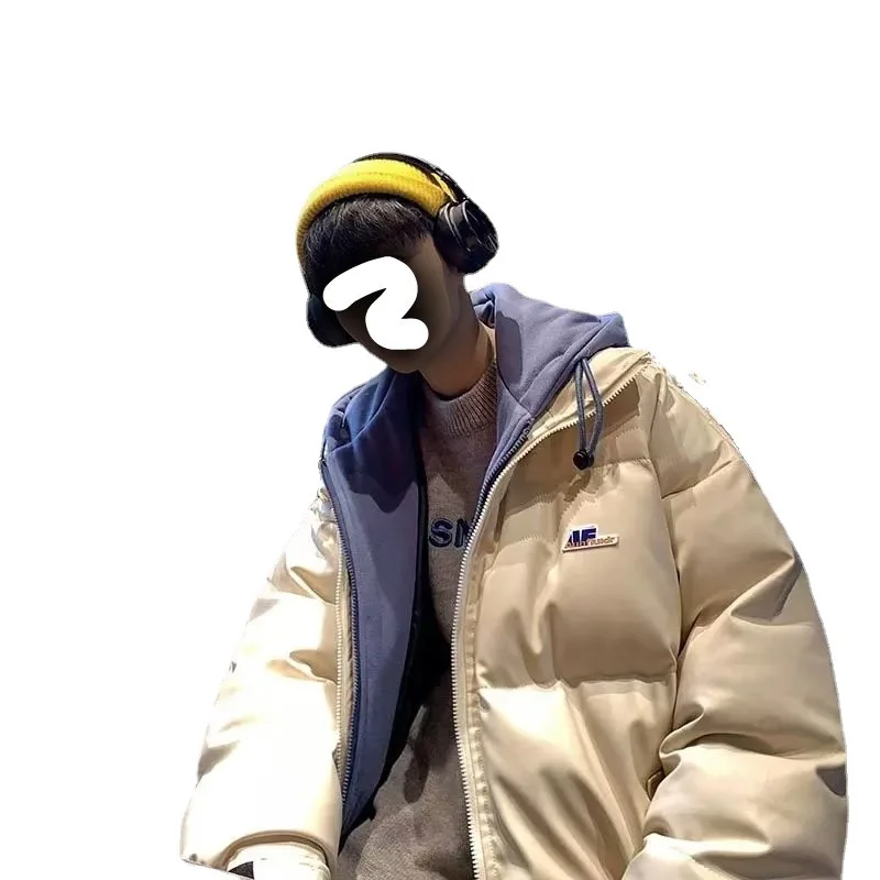 Autumn and Winter Korean Version Loose PU Leather Versatile Hooded Cotton Clothing Hong Kong Fashion Brand Warm Cotton Jacket