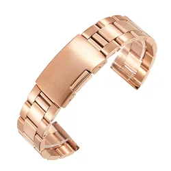 Elegant Stainless Steel Folding Buckle Watch Strap - Men's Replacement Wristband Accessory - 28mm (Rose gold)