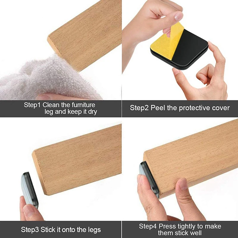 Square Chair Sliders Pads Furniture Rubber Legs Felt Pad Sliders Furniture Accessories Floor Protectors furniture leg pads rubber pads furniture pads 4/8/20pcs