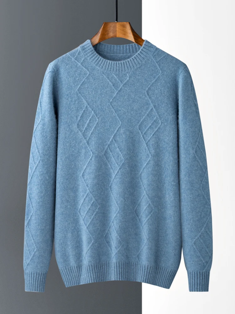 New Men's 100% Cashmere Sweaters Autumn Winter Long Sleeve Pullovers O-Neck Loose Plus Size Tops Business Casual Knit Jackets