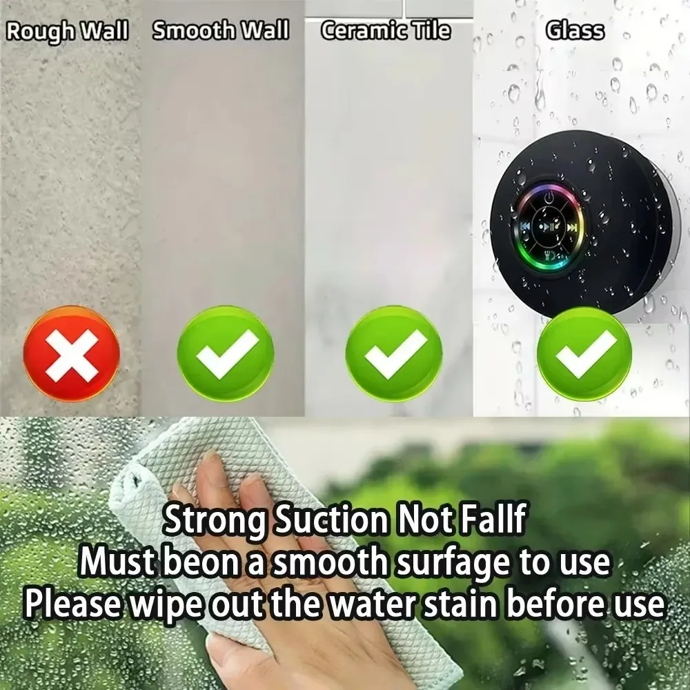 Bathroom Waterproof Wireless LED Bluetooth Speaker Large Suction Cup Mini Portable Speaker Outdoor Sports Stereo bluetooth speaker