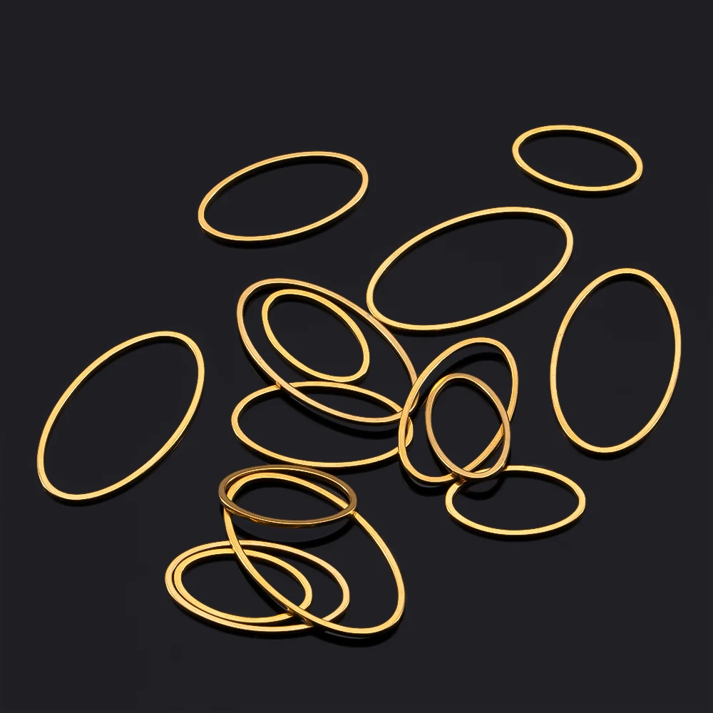 10 Stück Edelstahl Oval Charms DIY Ohrring Anhänger Geschlossene Ringe Hohlharz Form Blenden Rahmen für Schmuckherstellung Zubehör – Detail 9