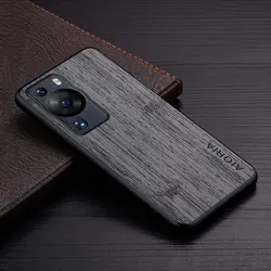 Étui de téléphone en cuir avec motif en bambou luxueux