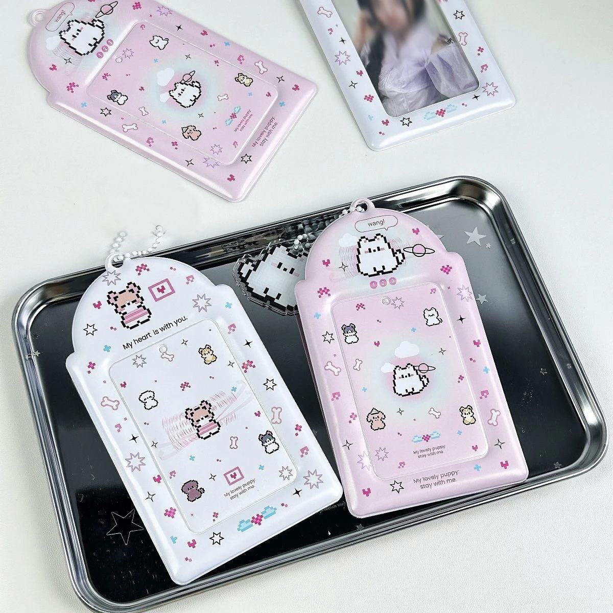 1pcs Photo Card Holder Keychain Id Badge Holder,3 Inch Photocards Holder Protective Sleeves Id Case Holder 5