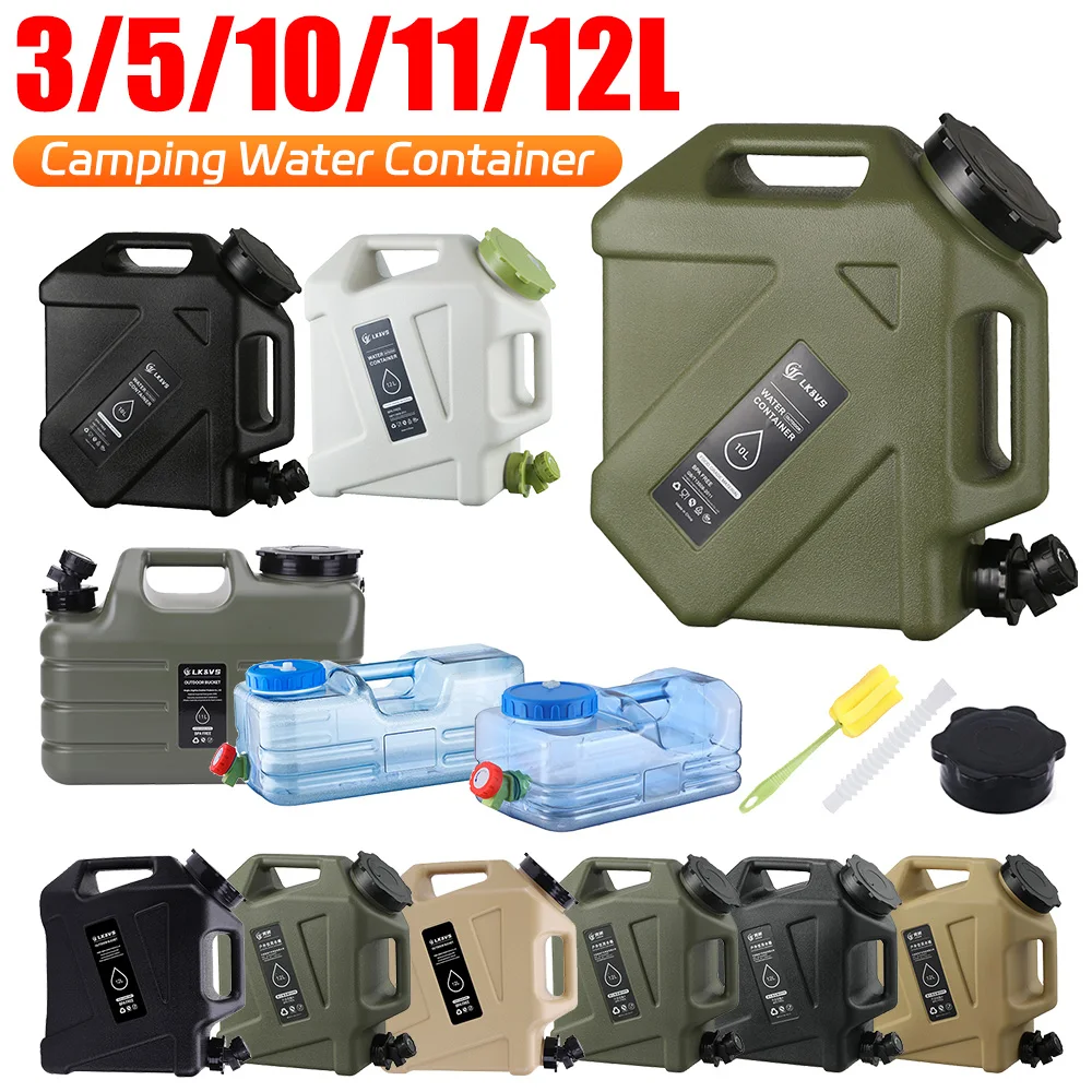 3-12L Camping Water Bucket Large Capacity Water Bag Container with Faucet Portable Car Water Tank for Picnic Hiking Travel