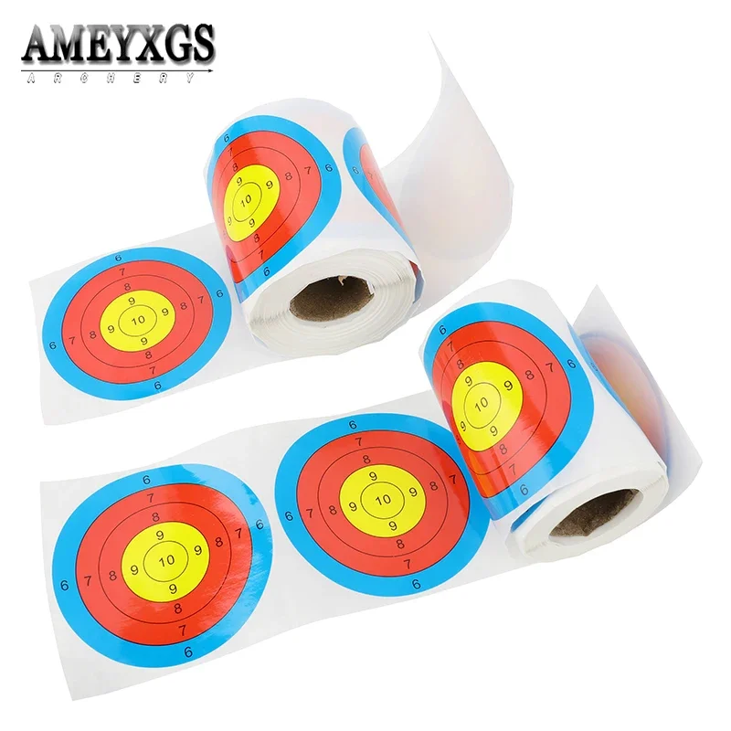 1Roll Target Papers Sticker 3 Inch 5 Ring for Archery Darts Catapult Shooting Aim Training Practice Accessories 250pcs 1roll archery target paper florescence practicing target sticker 3inch self adhesive target paper shooting accessories