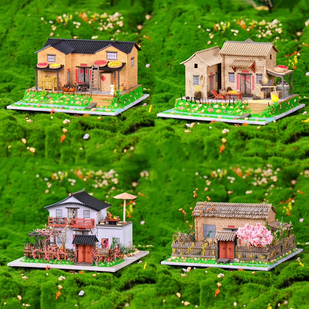 

Diy Mini Casa Wooden Miniature Building Kits Chinese Country Doll Houses With Furniture Light Dollhouse Assembly Villa Toy Gifts
