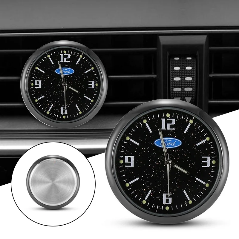 Orologio al quarzo luminoso per console centrale auto, adesivi per Ford Mustang Fiesta Kuga Edge Mondeo ST Fusion - Image 2