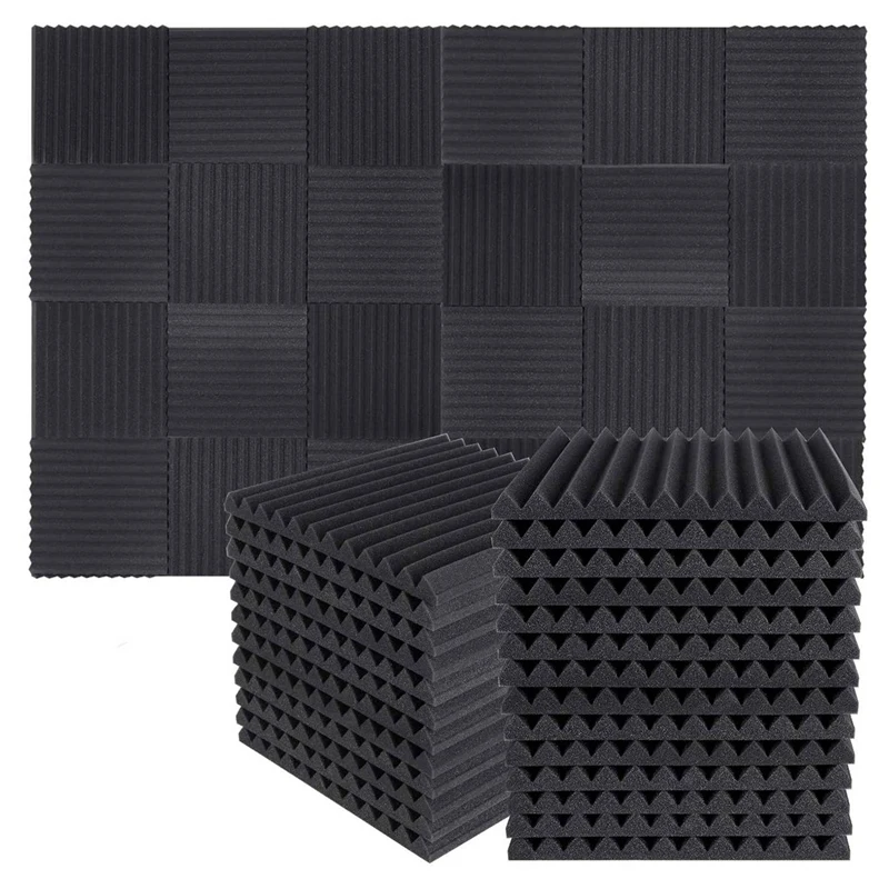 

200Pcs Acoustic Soundproof Foam Sound Absorbing Panels Sound Insulation Panels Wedge,1X12x12inch