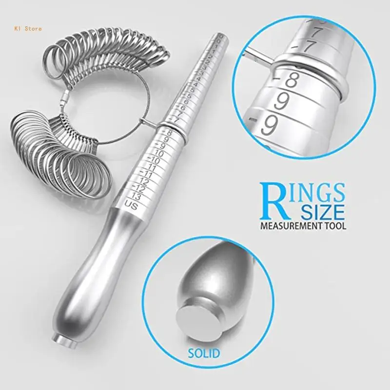 Ring Size Measuring Tool Set with Ring Mandrel Ring Gauge with Polishing Cloth