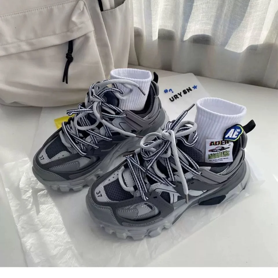 Fashion Stylish White Dad Running Shoes Adult Platform Trainers