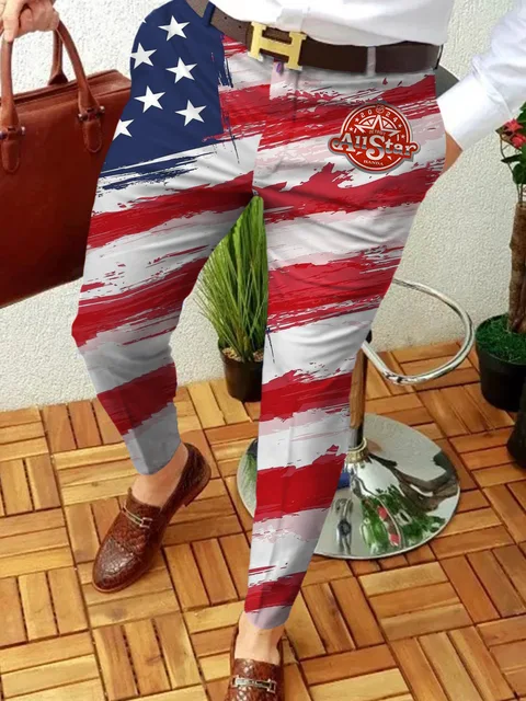 2022 NEW Men Business Casual  Trousers Retro Pattern Print Straight Long Pants Mens Spring Autumn Fashion Streetwear CK-19