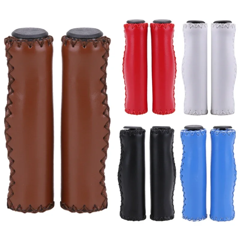 

Bike Accessories 1Pair Bicycle Cycle Leather Handlebar Grip Bike Handle Bar End Grips Mountain Mtb Grips