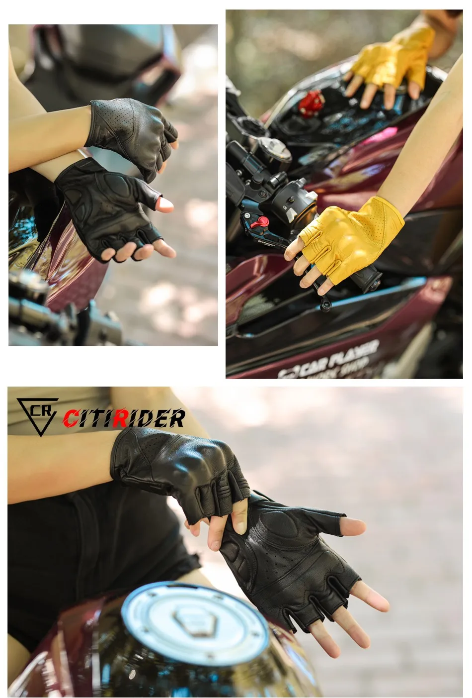 Retro Sheepskin Waterproof Leather Motorcycle Gloves Racing Glove Men Women Motocross Winter Gloves Full finger Guantes Moto motorcycle knee pads