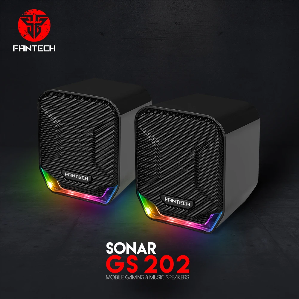 FANTECH SONAR GS202 Computer Speakers USB and 3.5mm RGB Mini Wired Speakers Acoustic Clarity for Desktop Computer Laptop