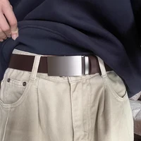 Leather belt men High Quality Genuine Leather Belts, Automatic Buckle Belt, Adjustable No Hole Belt Jeans Belt for Men - Image 3