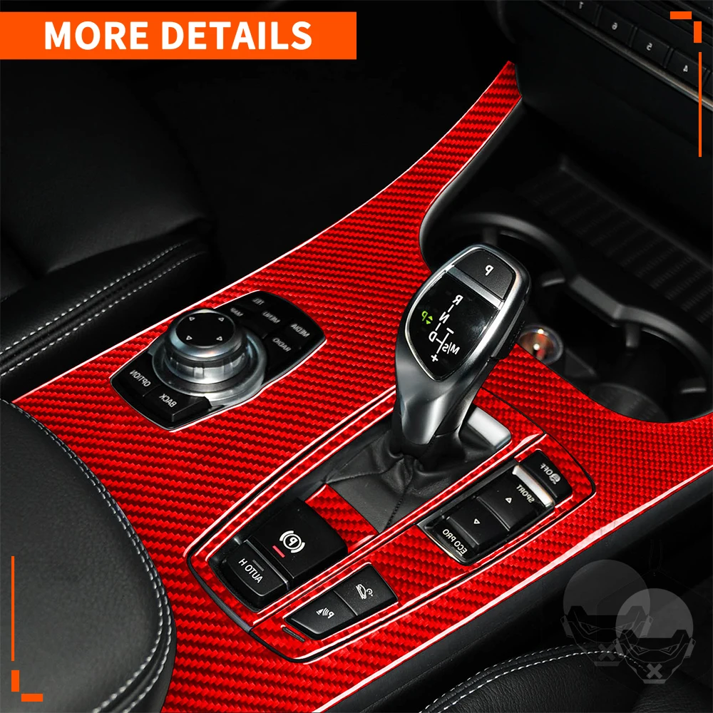 For BMW X3 F25 2011-2017 Gear Shift Gearbox Control Panel Set Cover Trim Real Carbon Fiber Stickers Car Interior Accessories