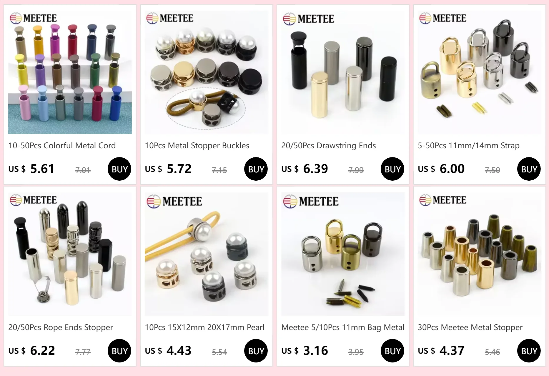 Description Picture 3 of item10-50Pcs Colorful Metal Cord Lock Stopper Hat Tail Clip Ball Button Sweater Drawcord Fastener Pendant Fixing Buckle Accessory
