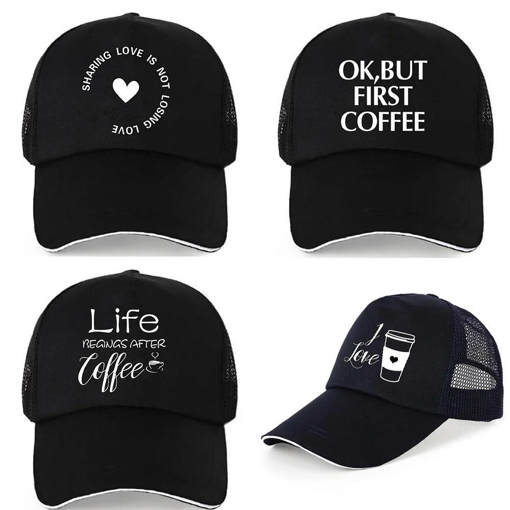 

Women Mesh Cap Summer Sunscreen Visors Hats Men Adjustable Pure Cotton Baseball Caps Food Print Street Hip Hop Back Buckle Hat