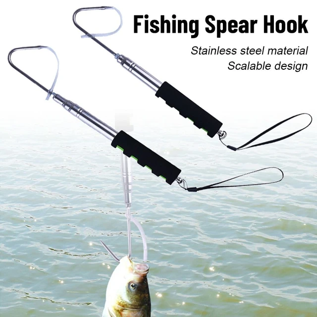 60cm/70cm/80cm Fishing Spear Hook Telescopic Retractable Fish Gaff  Stainless Ice Sea Fishing Spear Hook Tackle Fishing Hook Tool - AliExpress