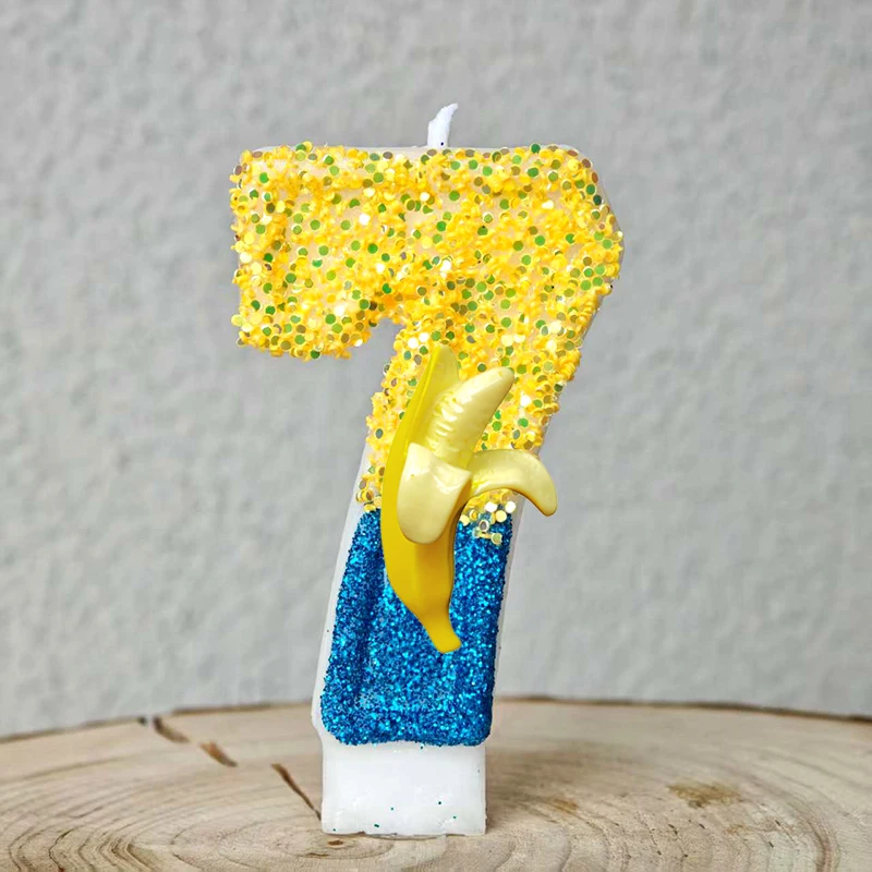 Gelbe Bananenmann Kerze Nummer 0-9 Geburtstagstorte Kerze Dekoration Bananenmann Geburtstagsparty Tortenaufsatz Babyparty Dekor Geschenk – Detail 8