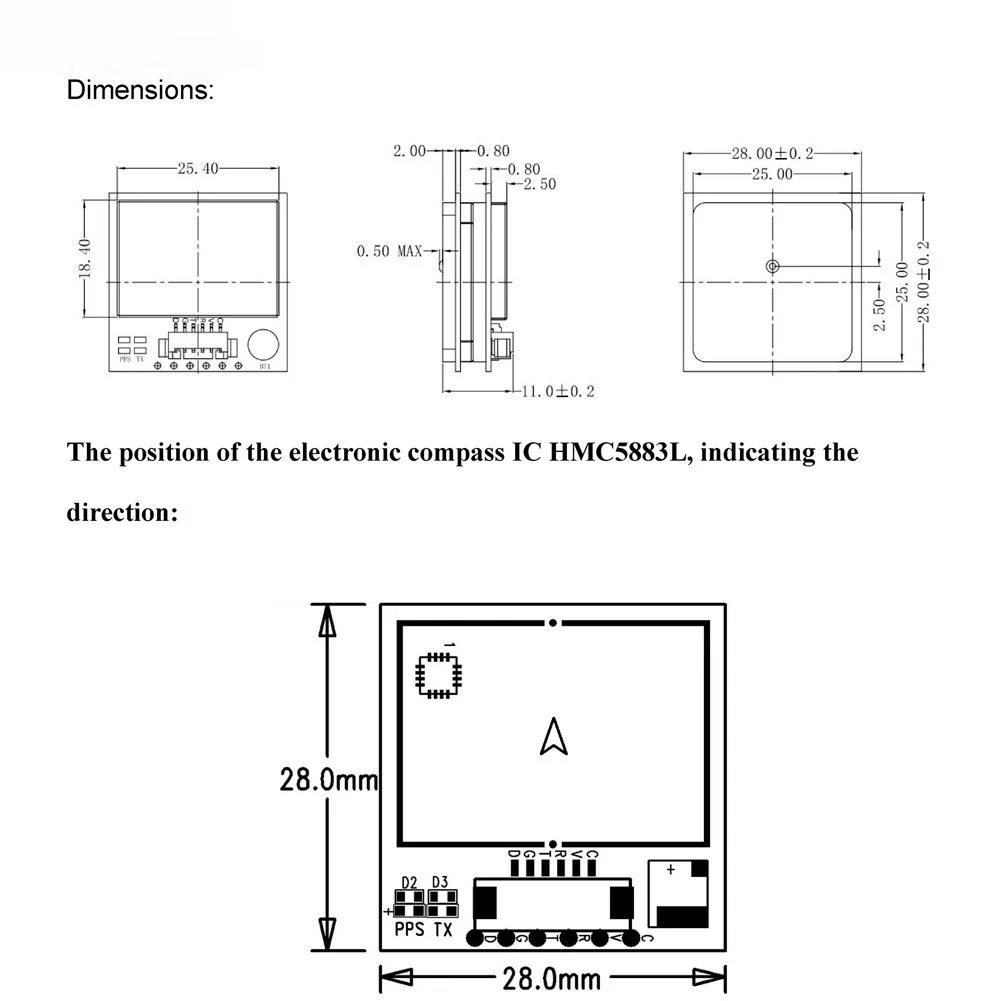 베이티안 GPS 모듈 BE-880 BE-880Q 안테나 M10050 GNSS 초저전력 GNSS 수신기 (차량용 드론용 나침반 포함)