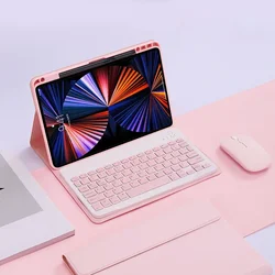 Slim Fit Tablet Keyboard Case with Pencil Holder and Teclado Cover - Arabic Keyboard (Pink 2)