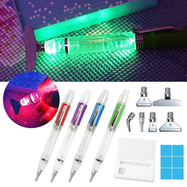 New Lighting Point Drill Pens LED Diamond Painting Pen Set Multi-placer  Alloy Replacement Pen Heads Glue Clay DIY Craft Nail Art - AliExpress