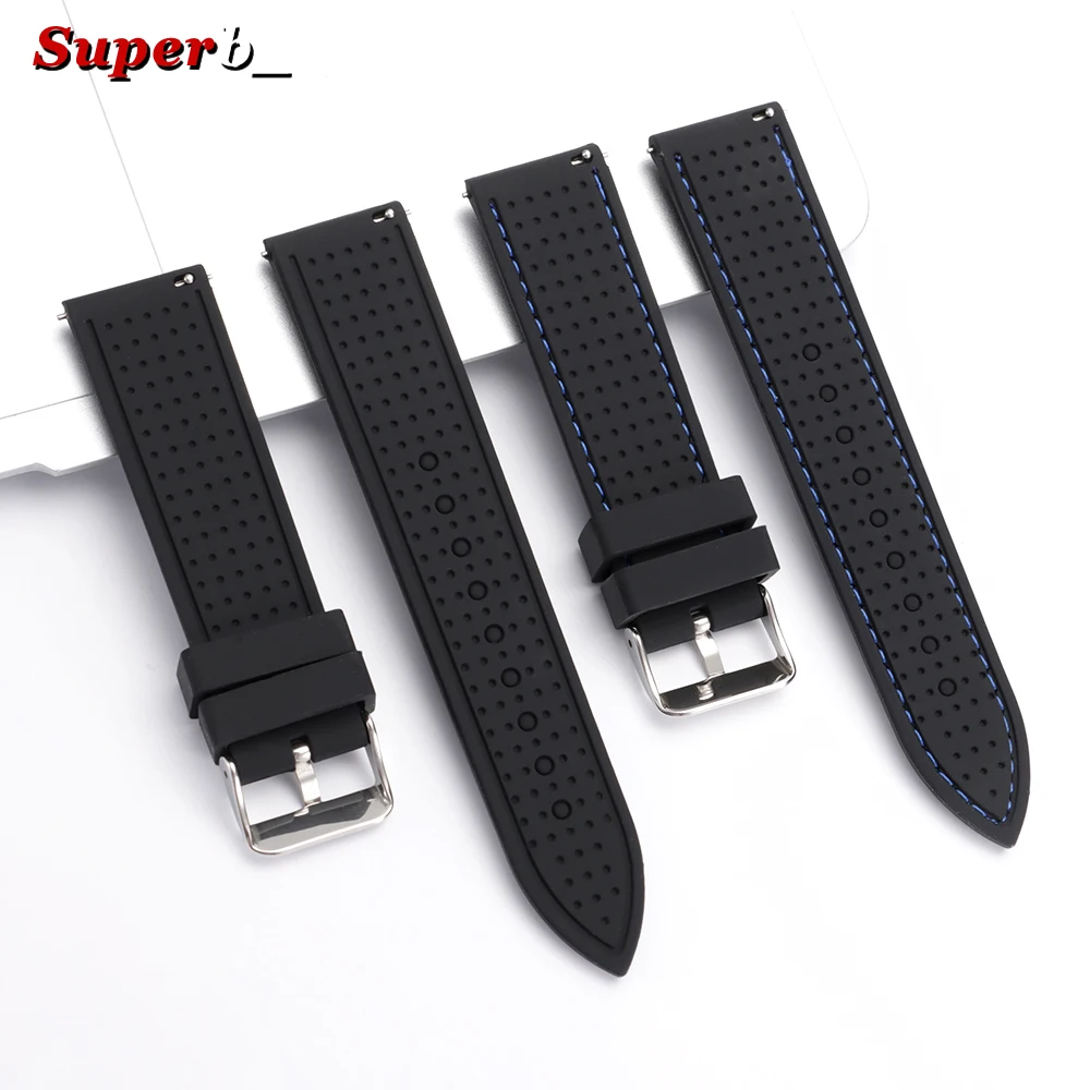 Enhanced Quick Release Waterproof Silicone Sports Strap - Soft, Breathable, and Durable Wristwatch Band