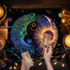 Mystical Colorful Sun and Moon Tarot Card Tablecloth Astrological Divination Altar Cloth Card Game Mat Witchcraft Witchy Decor 4