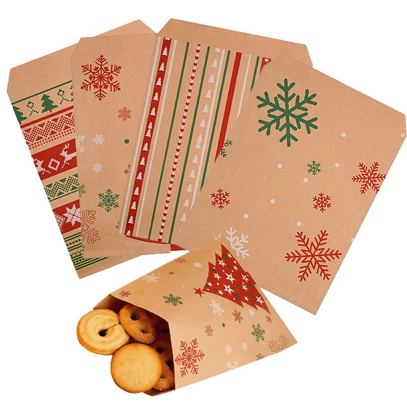 20–100 Stück Kraftpapier-Geschenktüten, Weihnachten, Kekse, Süßigkeiten, Snack, Verpackungsbeutel, 2026, Neujahr, Party, Kinder, Gastgeschenke, Heimdekoration, Zubehör – Detail 2