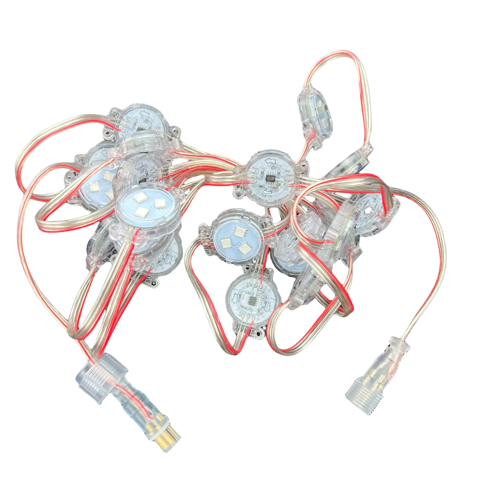 LED 주소 지정 가능 RGB 픽셀 모듈, IP68 플랫 클리어 커버 클리어 와이어, 0.72W/픽셀, 10cm, 15cm, 20 픽셀/스트링, 30mm, 12V WS2811