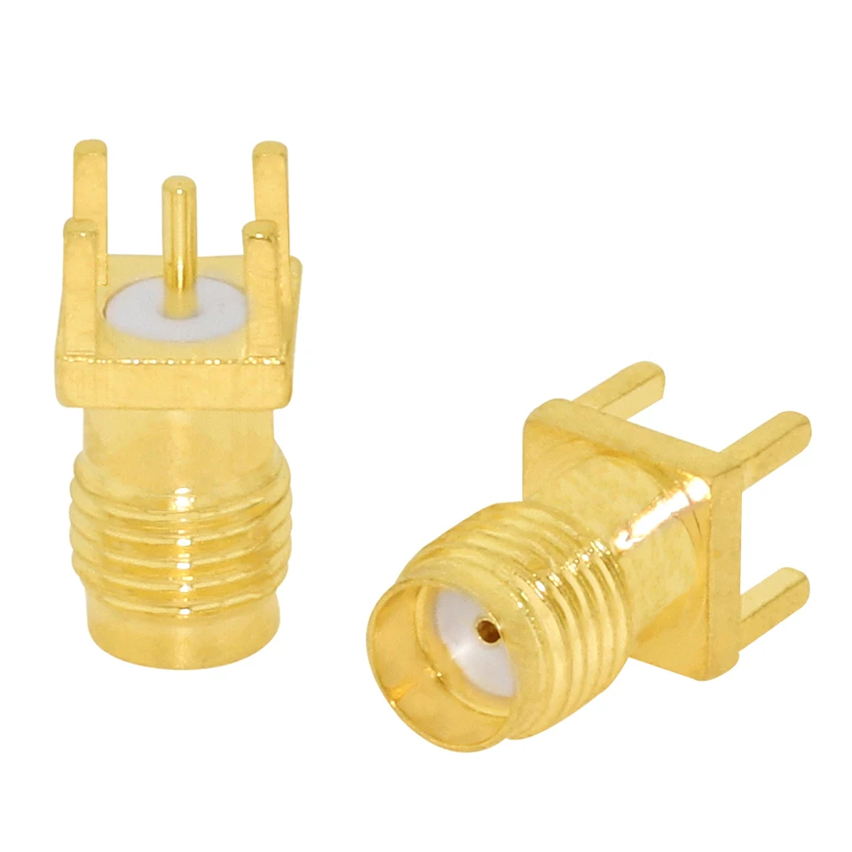 Uxcell Gold Tone PR-SMA Male To Double PR-SMA Female RF Coax Tee Connector - T-Shaped Coaxial Cable Connector - View #3